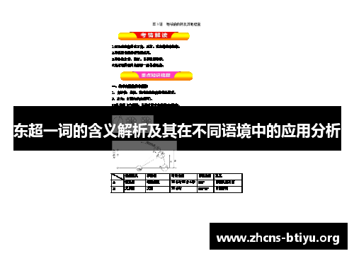 东超一词的含义解析及其在不同语境中的应用分析